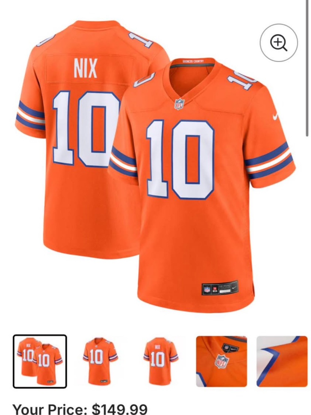 Nike Orange #10 Nix Youth Football Jersey